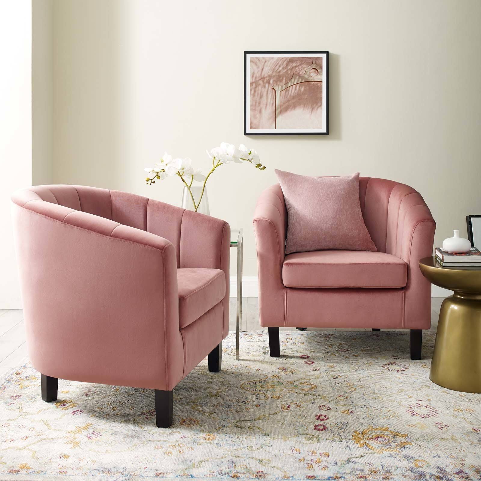 Modway Prospect Channel Tufted Performance Velvet Armchair Set of 2 - Light Blue