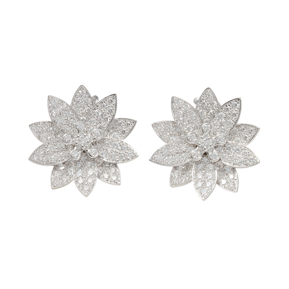 Van Cleef & Arpels Lotus Earrings 18K White Gold VCARO96C00