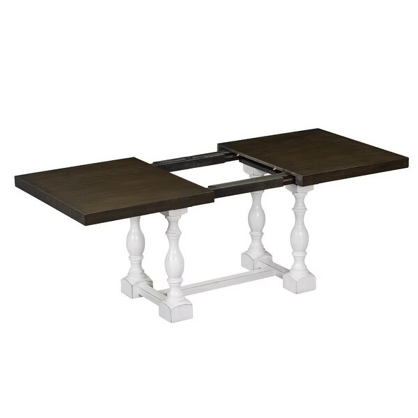 Extendable Dining Table Set with Removable Leaf,Padded Chairs and Bench