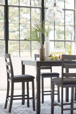 Signature Design by Ashley Bridson Counter Height Dining Room Table and Bar Stools (Set of 5), Gray