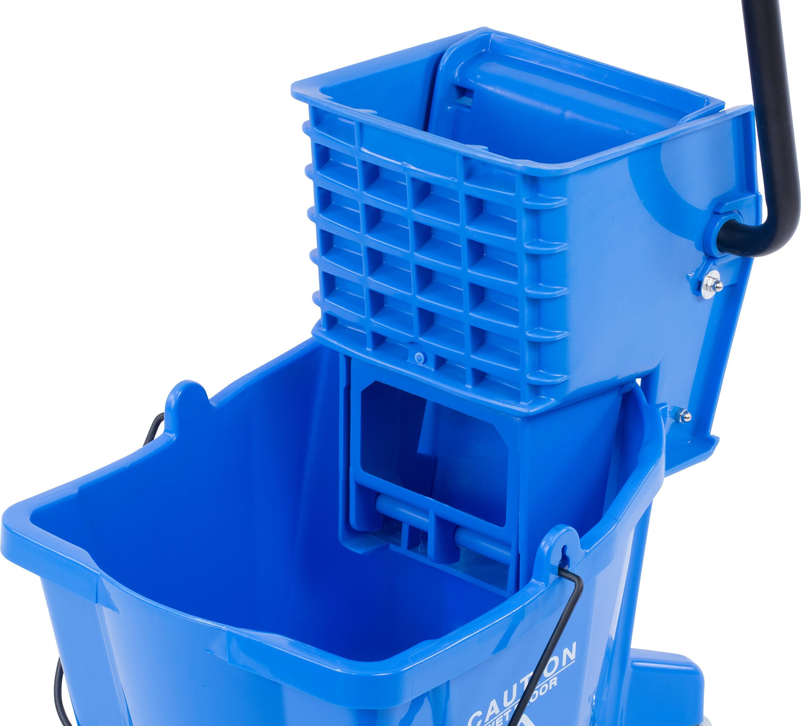 g Carlisle 3690814 Mop Bucket with Side Press Wringer 26 Quart Blue