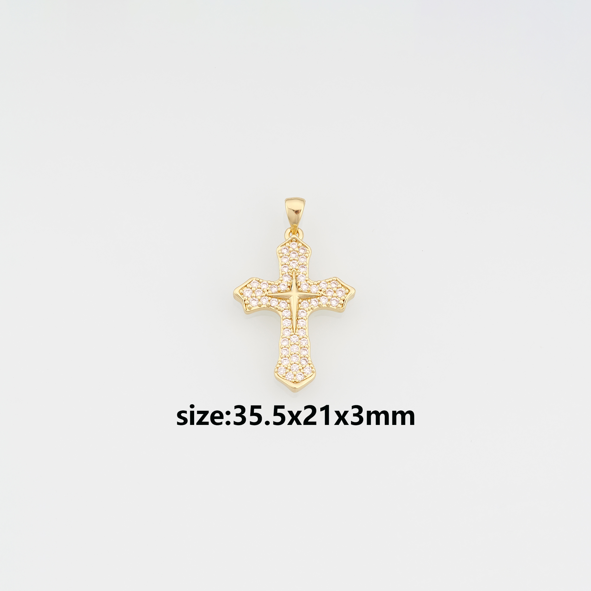 18K Gold Filled Cross Pendant,CZ Micro Pave Cross Charm Earrings Necklace for DIY Jewelry Making Supply