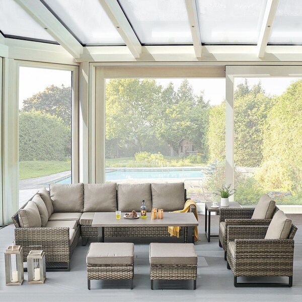 Outdoor Sectional Sofa,Patio Chairs,Ottomans Coffee Table