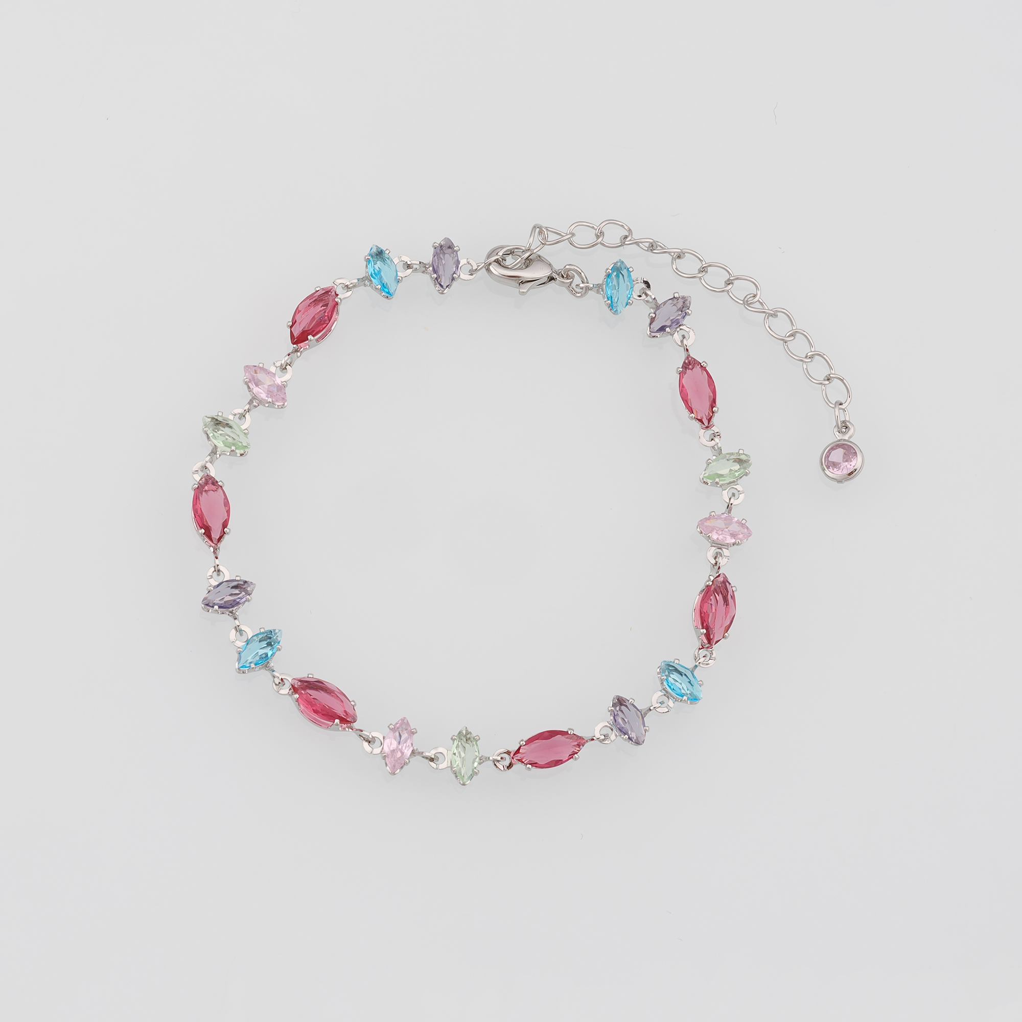 18K Gold Filled Oval Bracelet,Multicolor Zircon Bracelet,Colorful Bracelet,Adjustable Bracelet,Gift For Her