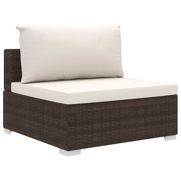 vidaXL 11 Piece Patio Lounge Set with Cushions Poly Rattan Brown