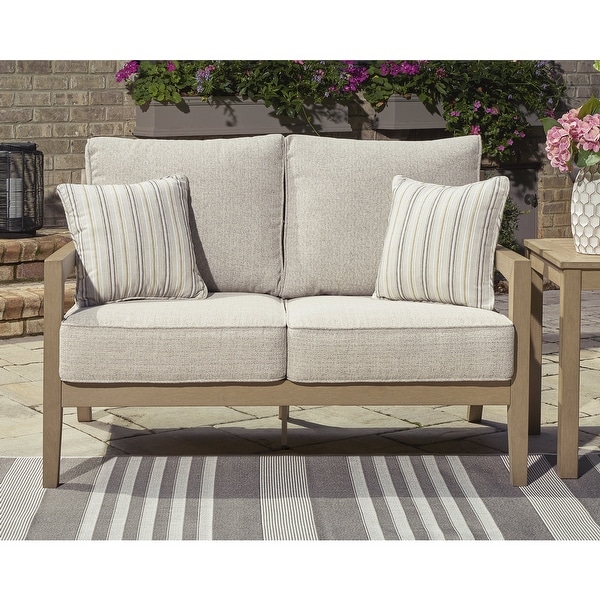 Signature Design by Ashley Hallow Creek Driftwood Outdoor Loveseat with Cushion