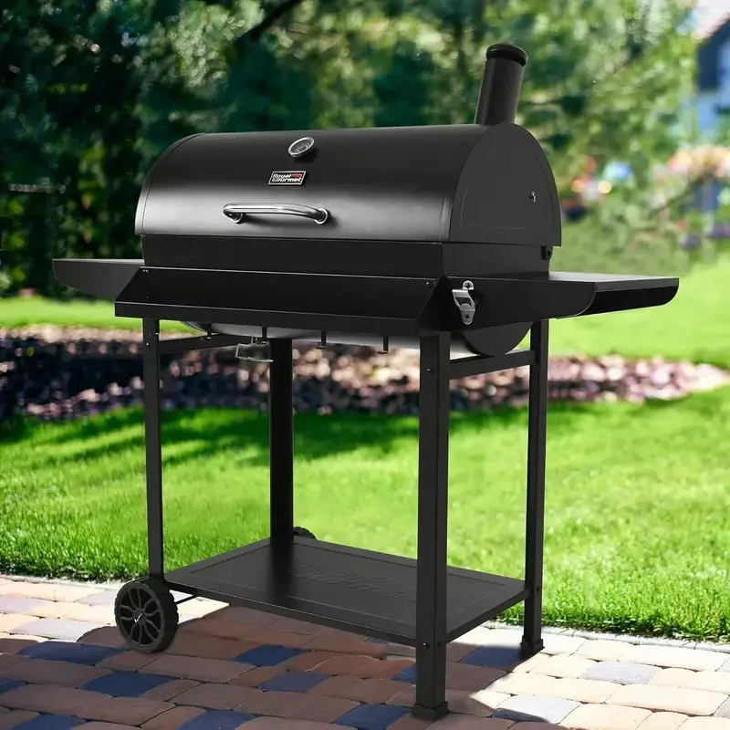 Royal Gourmet CC1830T 30-Inch Charcoal Barrel Grill – Warming Rack, Front Basket, Rust-Resistant