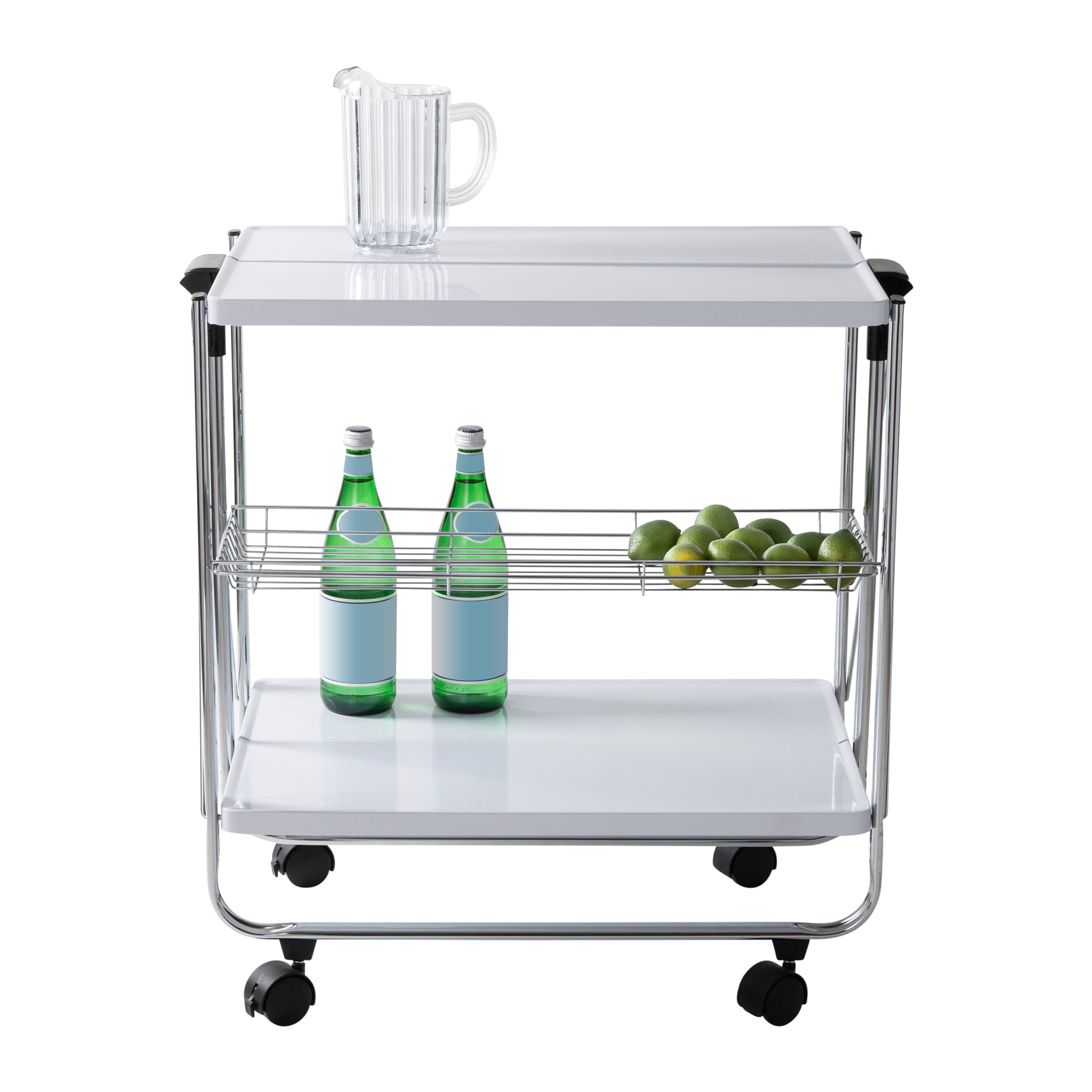 Honey-Can-Do Foldable Kitchen Cart, White/Chrome