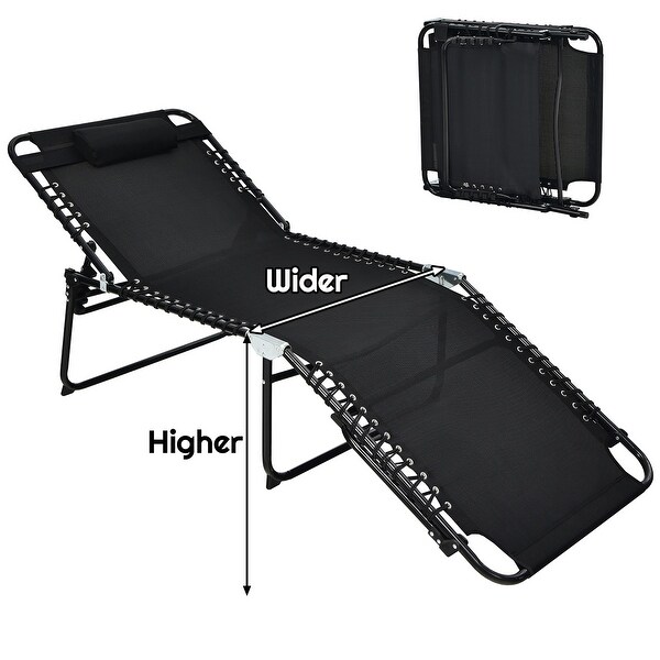 Costway Folding Lounge Chaise Chair 4 Position Patio Recliner w/Pillow