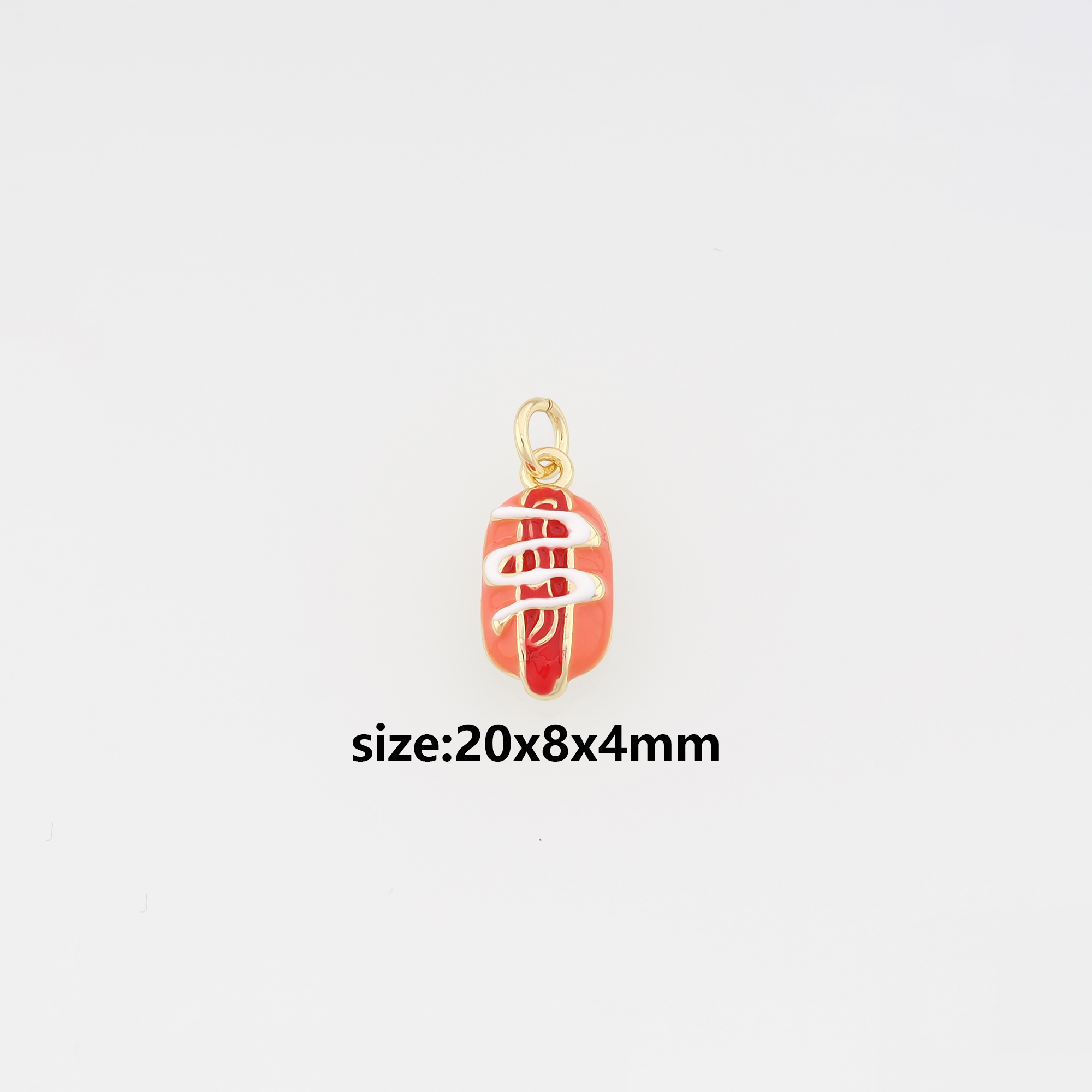 18K Gold Filled Hot Dog Pendant,Enamel Hot Dog Charm Earrings Necklace for DIY Jewelry Making Supply