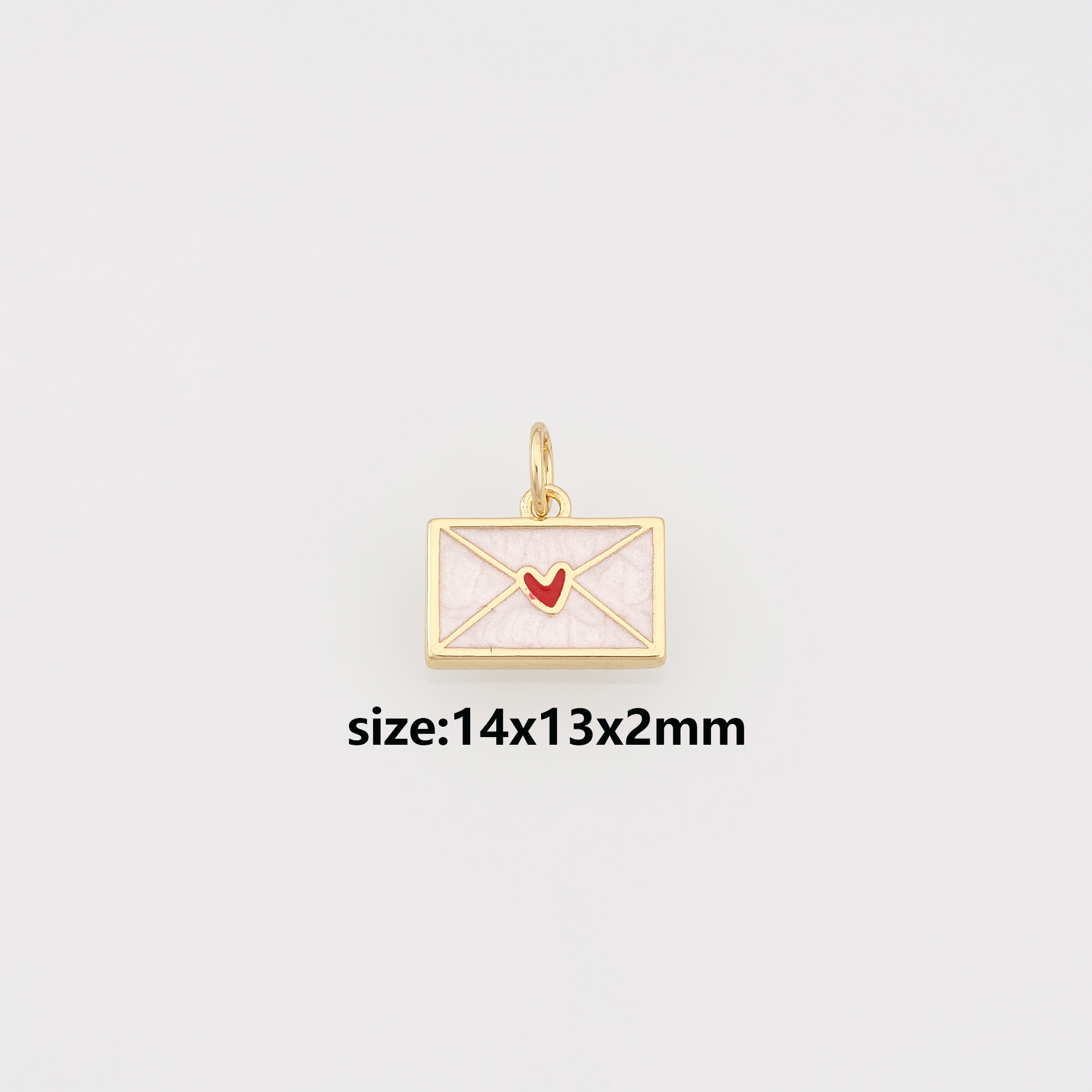 18K Gold Filled Envelope Pendant,Enamel Envelope Charm Earrings Necklace for DIY Jewelry Making Supply