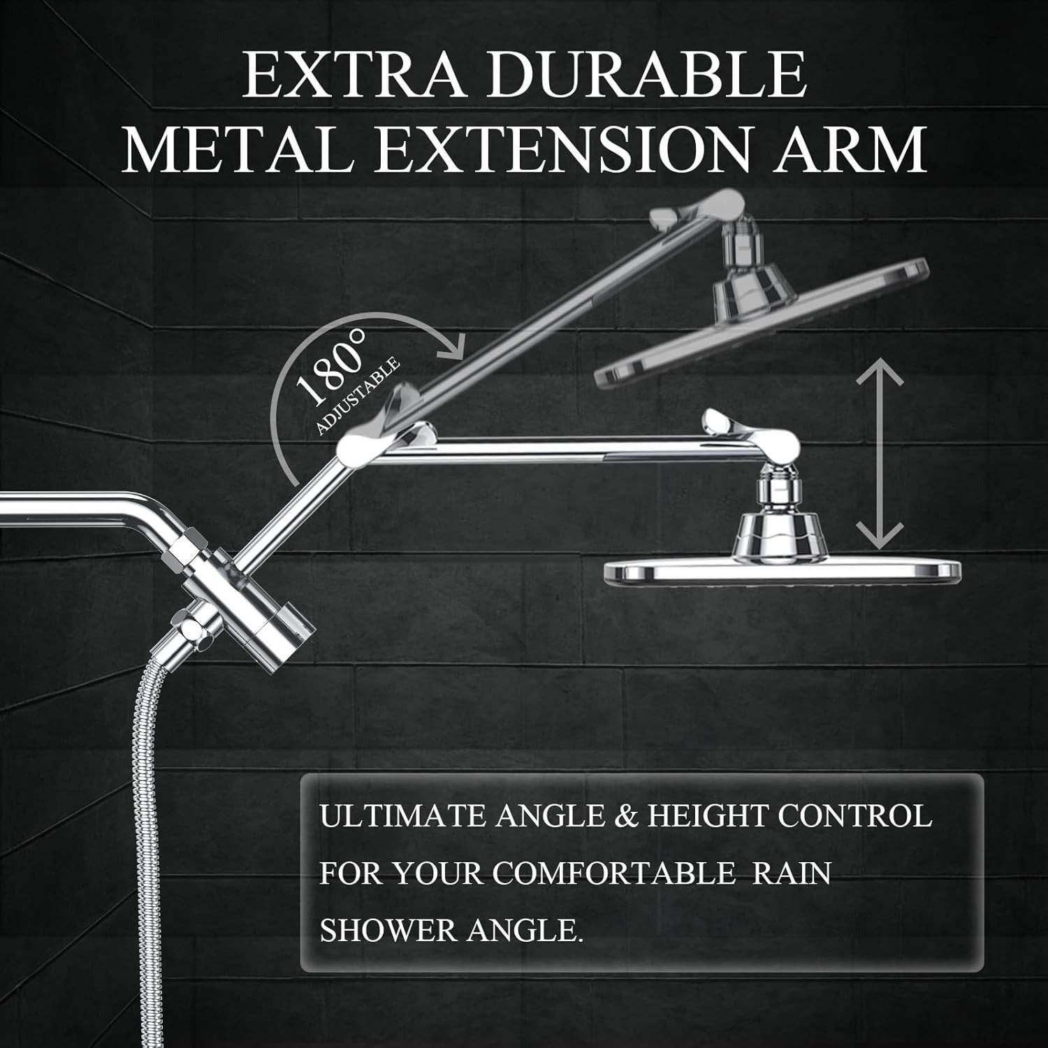 14′′ Wide Rain Shower Head with Handheld, High Pressure Handheld Shower Heads with Multi Spray Modes, Rainfall Combo with Metal Extension Arm,Detachable Dual Shower, Extra Long Hose,Silver Chrome