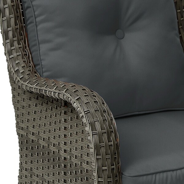 3 Pieces Patio Furniture Rocking Set with Rattan Side Table