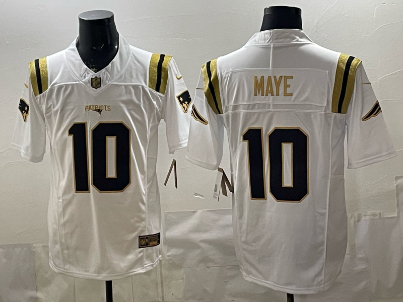 Men's New England Patriots Drake Maye #10 White Game Player Jersey