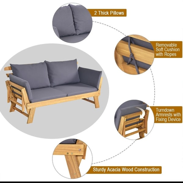 Adjustable Patio Convertible Sofa with Thick Cushion