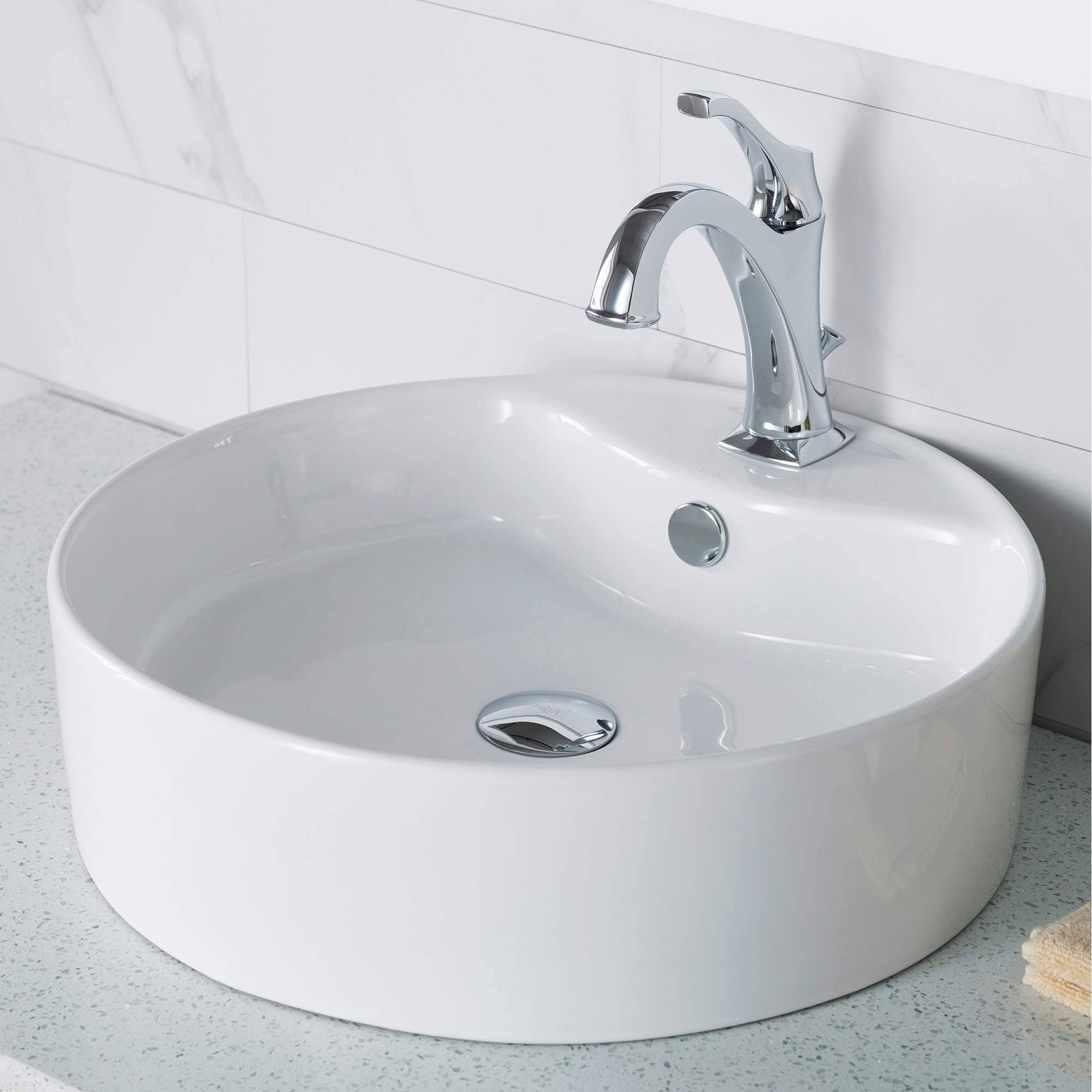 Kraus C-KCV-142-1201CH Elavo Sink Faucet Bathroom Set, Chrome- Arlo