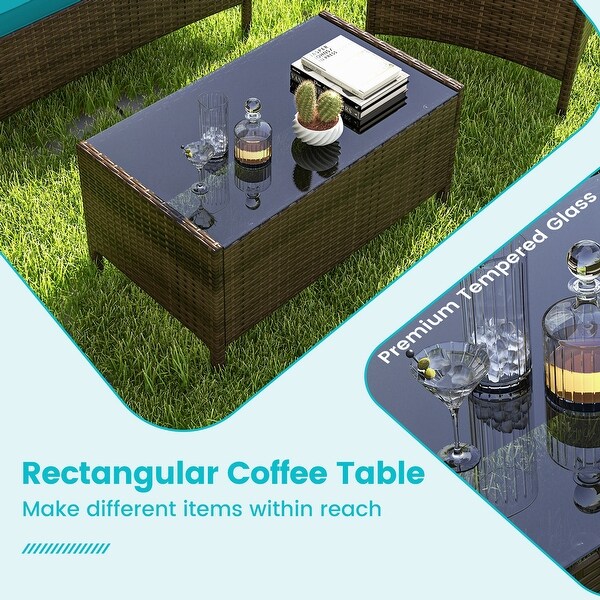 Costway 4 PCS Patio Furniture Set with Washable Cushions and Tempered
