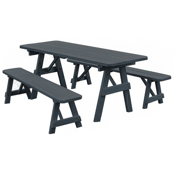 Pine 8' Traditional Picnic Table with 2 Benches