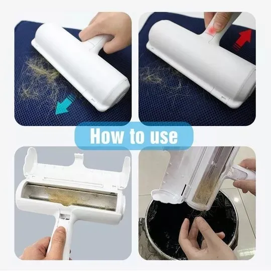 2 Way Pet Hair Remover Roller Removing Dog Cat Hair from Furniture Self Cleaning