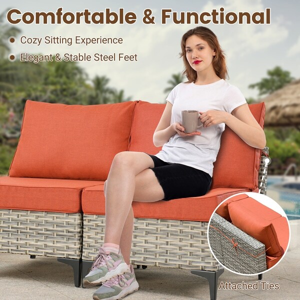 HOOOWOOO 10piece Wicker Patio Furniture Set Sectional Sofa with Swivel Chair