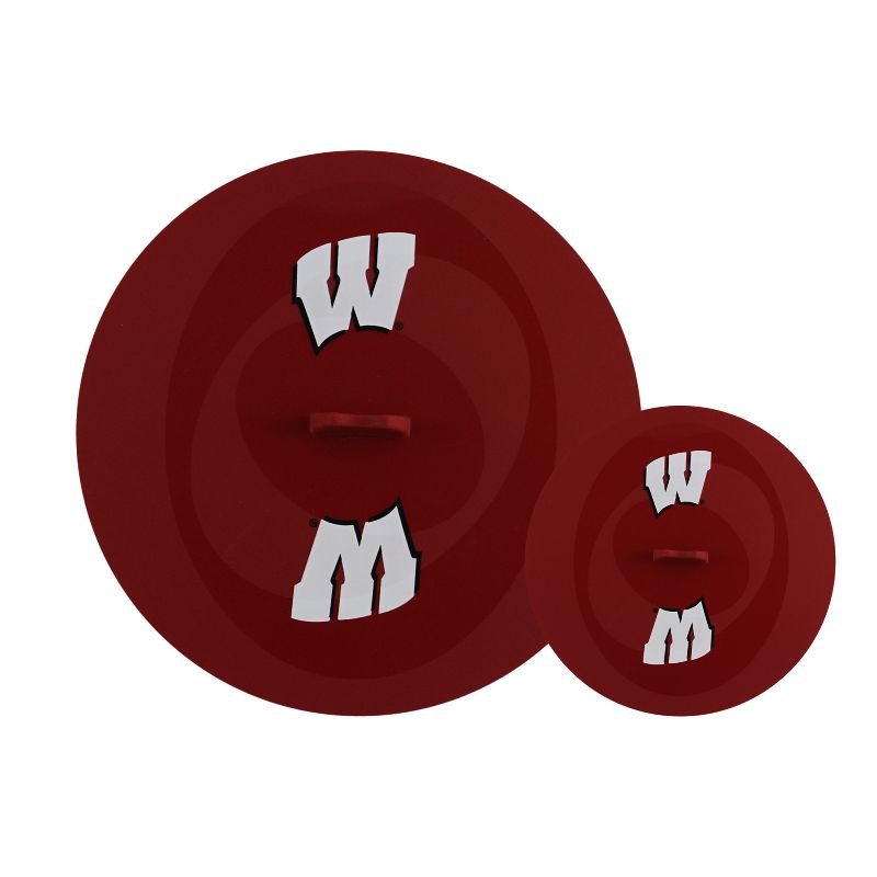 FanPans Team Logo Silicone Lid Set, 2 Pack - NCAA Wisconsin Badgers