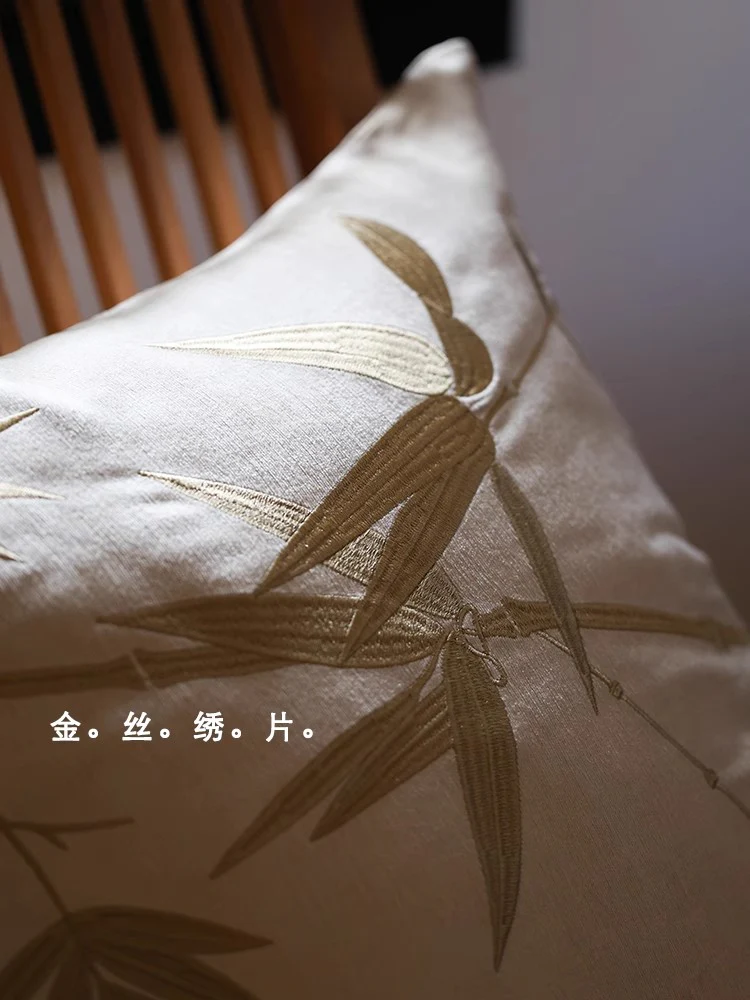 BD094 - Oriental Paris County Orchid/Gold Bamboo Lumbar Pillow, New Chinese Style