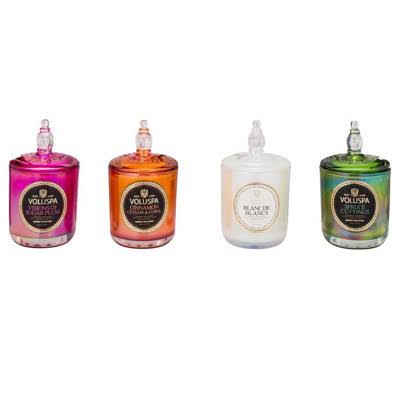 Voluspa 4 Candle Holiday Set with Glass Lids