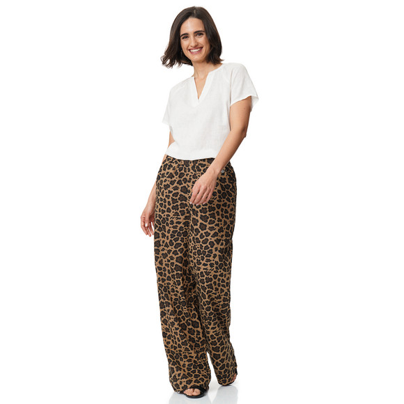 Gina Benotti Damen Leinen-Hose im Leo-Look