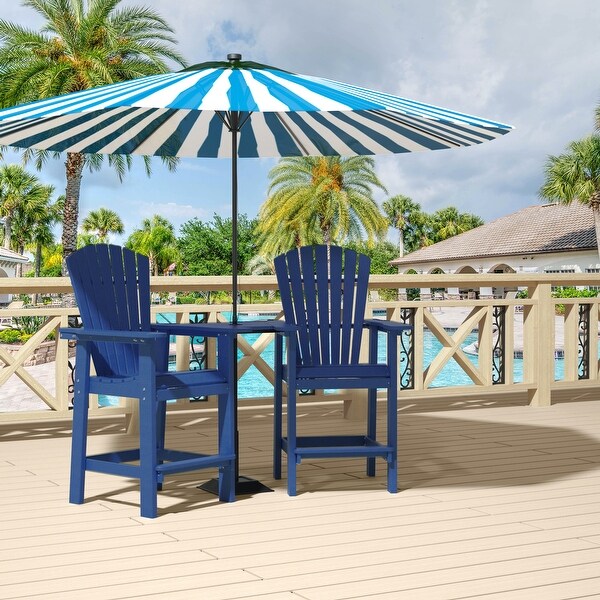 Beach Balcony Chair Barstool with Removable Table,WoodLike HDPE Backyard Garden Dining Chairs,Adirondack Arm Chairs Set of 2,
