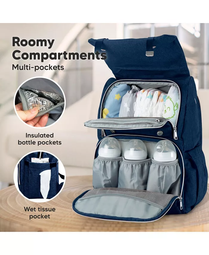 KeaBabies Explorer Diaper Backpack Bag, Large, Waterproof Baby Diaper Bags, Multi Functional Diaper Backpacks