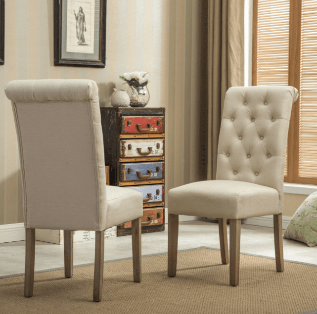 Roundhill Furniture Habit Dining Chair, Set of 2, Tan