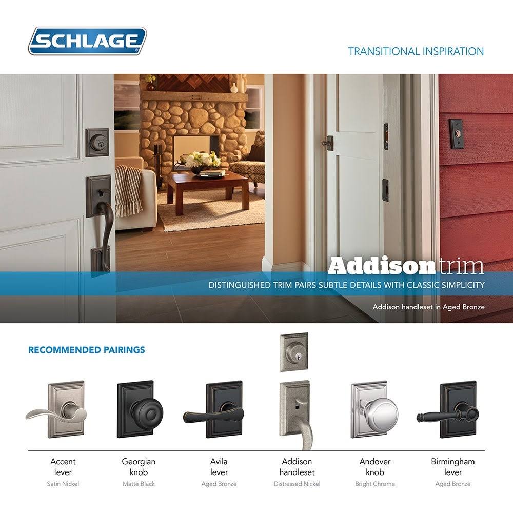Schlage Addison-Georgian Knob Double Cylinder Handleset-Aged Bronze