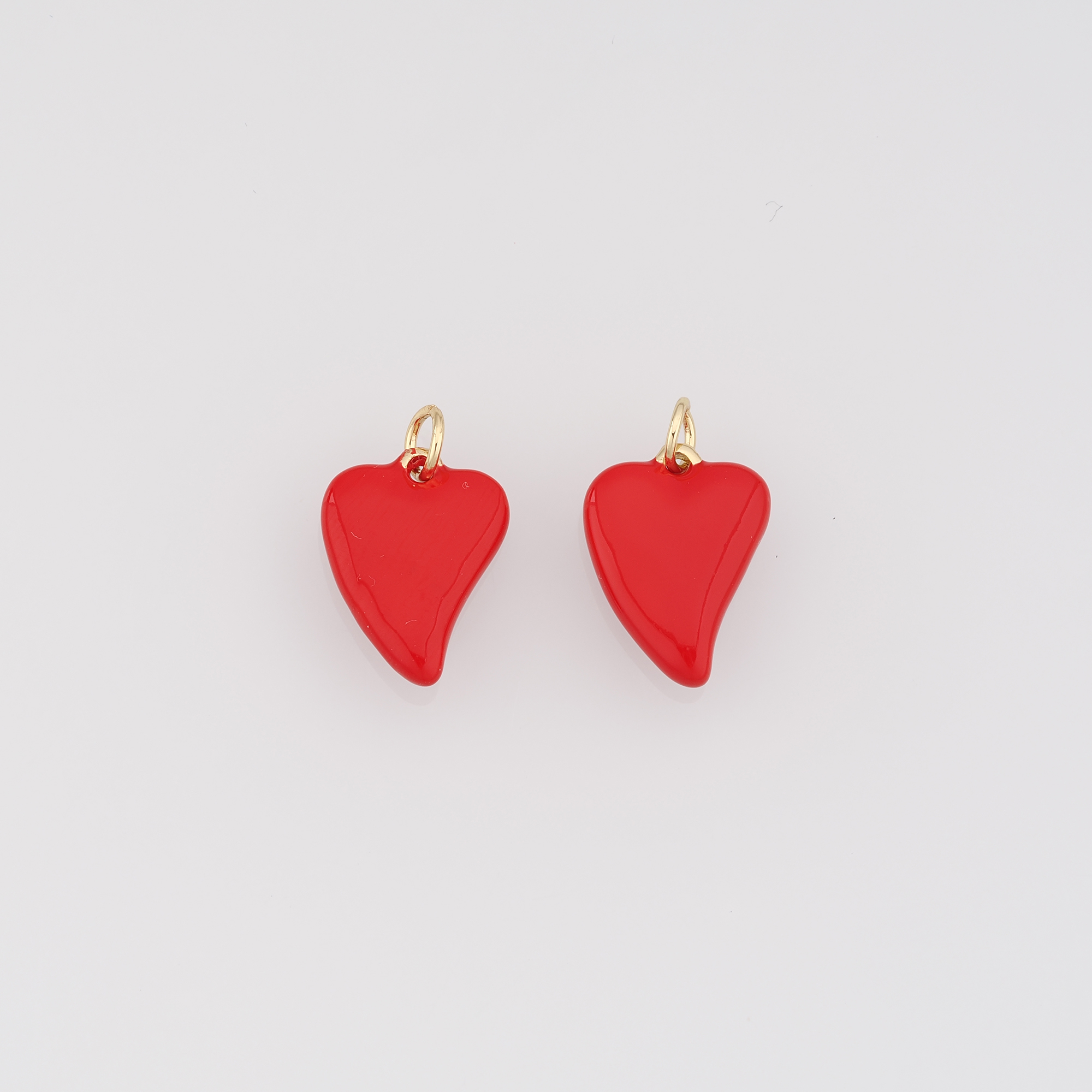 18K Gold Filled Heart Pendant,Enamel Heart Charm Earrings Necklace for DIY Jewelry Making Supply