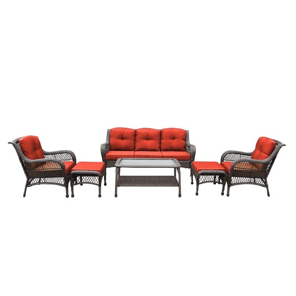 6piece Resin Wicker Patio Furniture Conversation Set with High Back