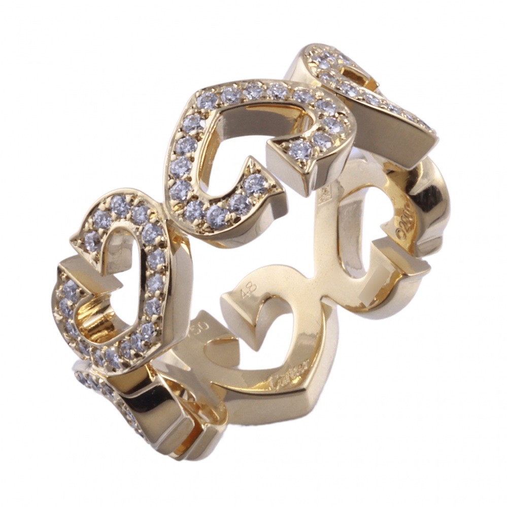 Cartier C Heart Ring 18K Yellow Gold Diamond