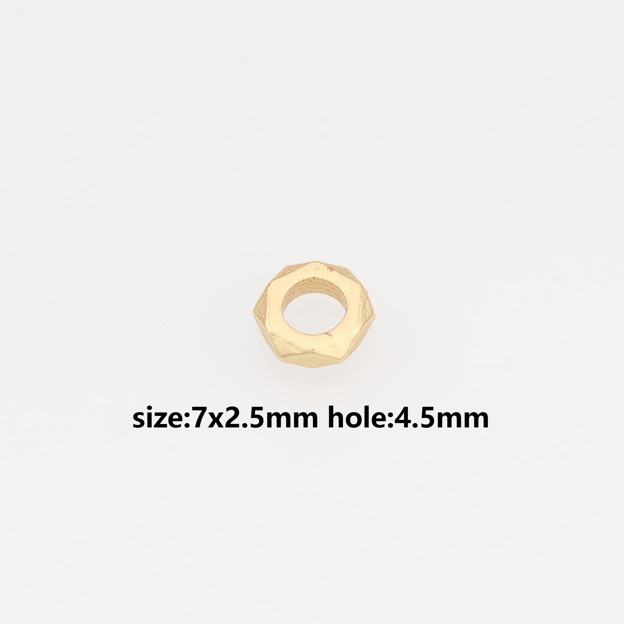 10Pcs 18K Gold Filled Hexagon Spacer Beads,Hexagon Flat Bead for Bracelet Jewelry Necklace Making Supply