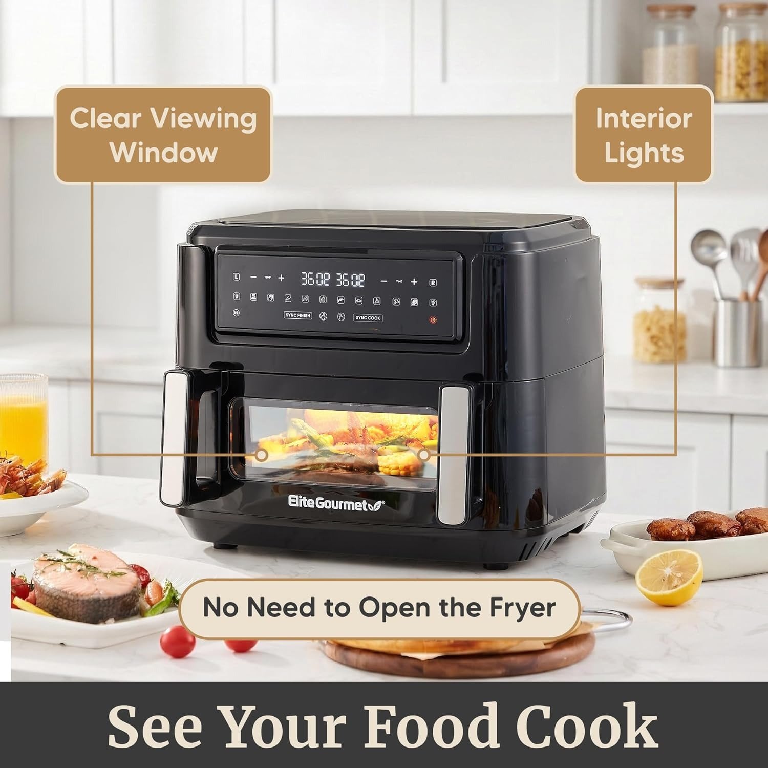 Dual Independent Zone Air Fryer, Dishwasher Safe, Multi-Functional Cooking, Compact Design