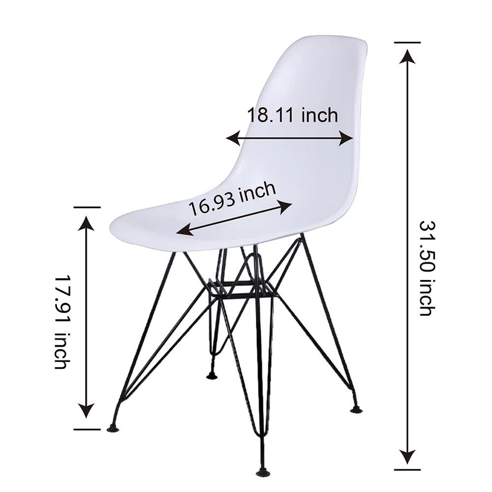GIA Design Group White Dining Room Kitchen Chairs with Black Legs