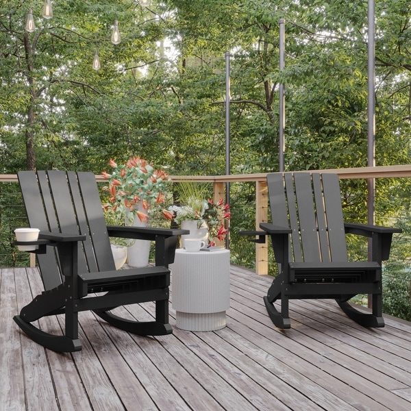 AllWeather Rocking Adirondack Chair with Swiveling Cupholder