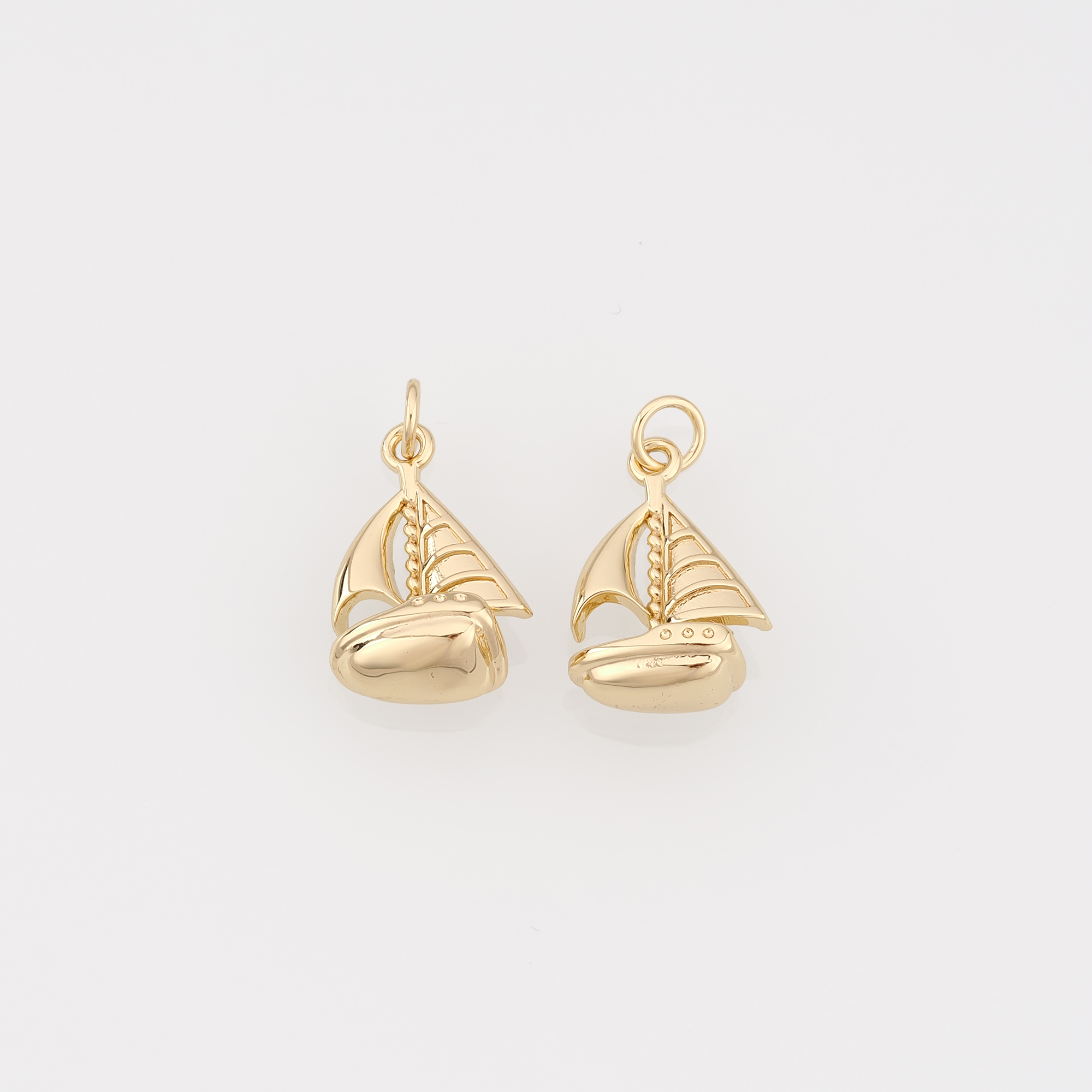 18K Gold Filled Sailboat Pendant,Boat Charm Earrings Necklace for DIY Jewelry Making Supply