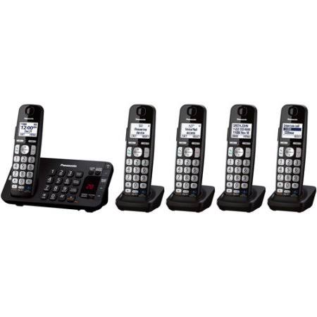 Panasonic Kx-tge245b Expandable Digital Cordless Answering System with 5 Handsets, Black