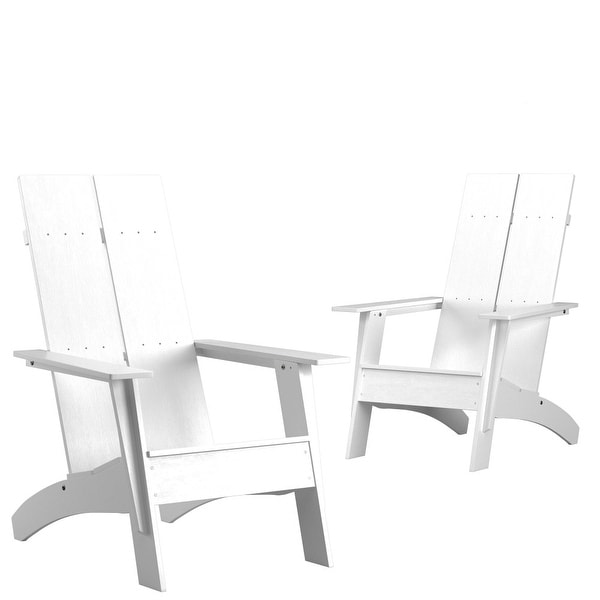Modern Dual Slat Back Adirondack Style Chairs,Set of 2