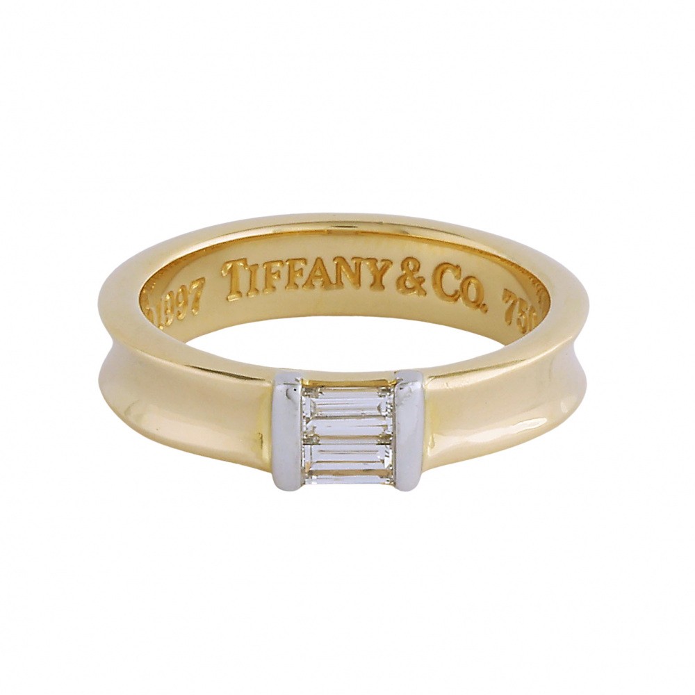 Tiffany & Co. Tiffany K18YG Yellow Gold K18WG White Gold Ring 18K White Gold & 18K Yellow Gold Diamond