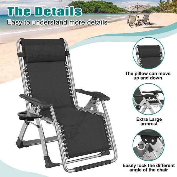 DoCred Zero Gravity Chair,Folding Lawn Chaise Recliner Lounge Chair