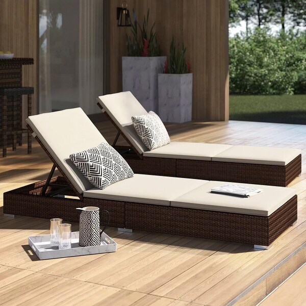 Corvus Outdoor 2piece Wicker Chaise Lounges with Cushions