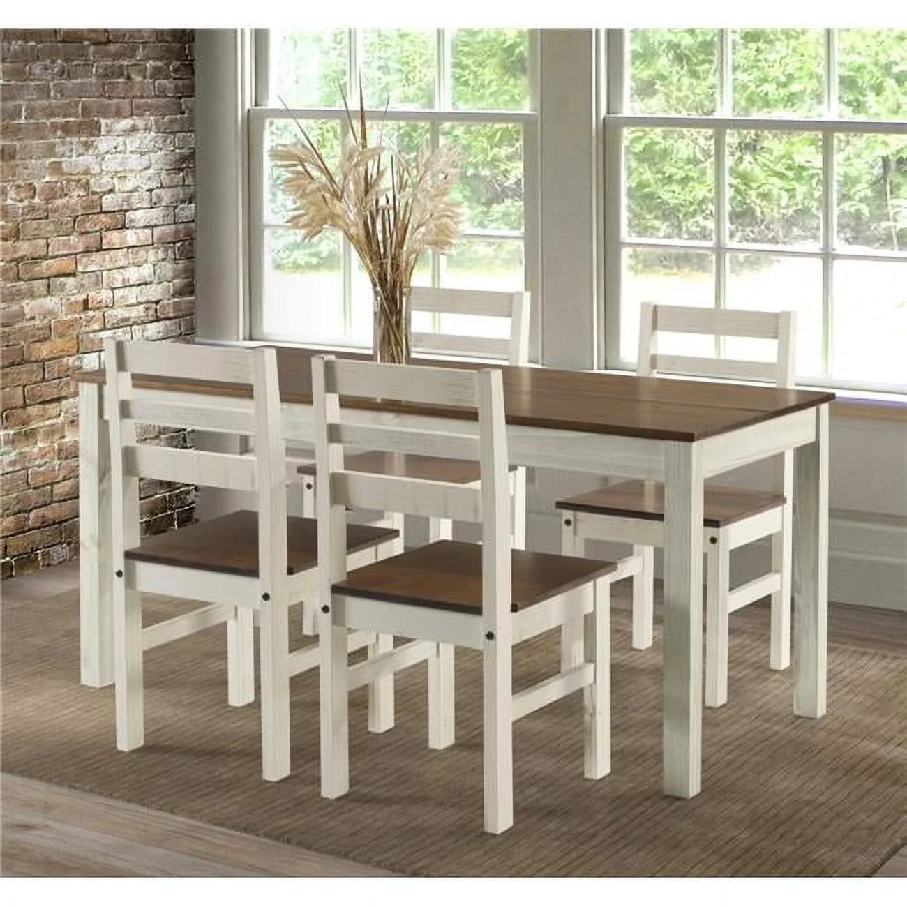 OS Home and Office Furniture Model CADB107 Cottage Series Dining Chairs (Set of 2) in Distressed White