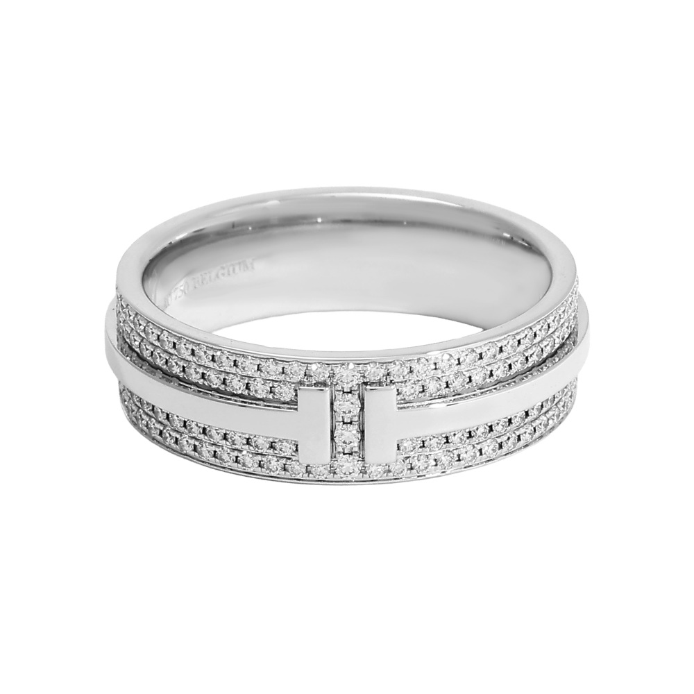 Tiffany & Co. Tiffany T Wide Pave Diamond Ring 18K White Gold