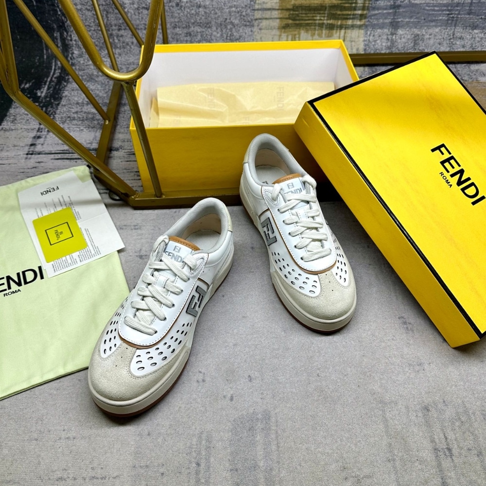 Fendi Match Suede Low Tops White And Brown 8E8670Asb2F1Rux