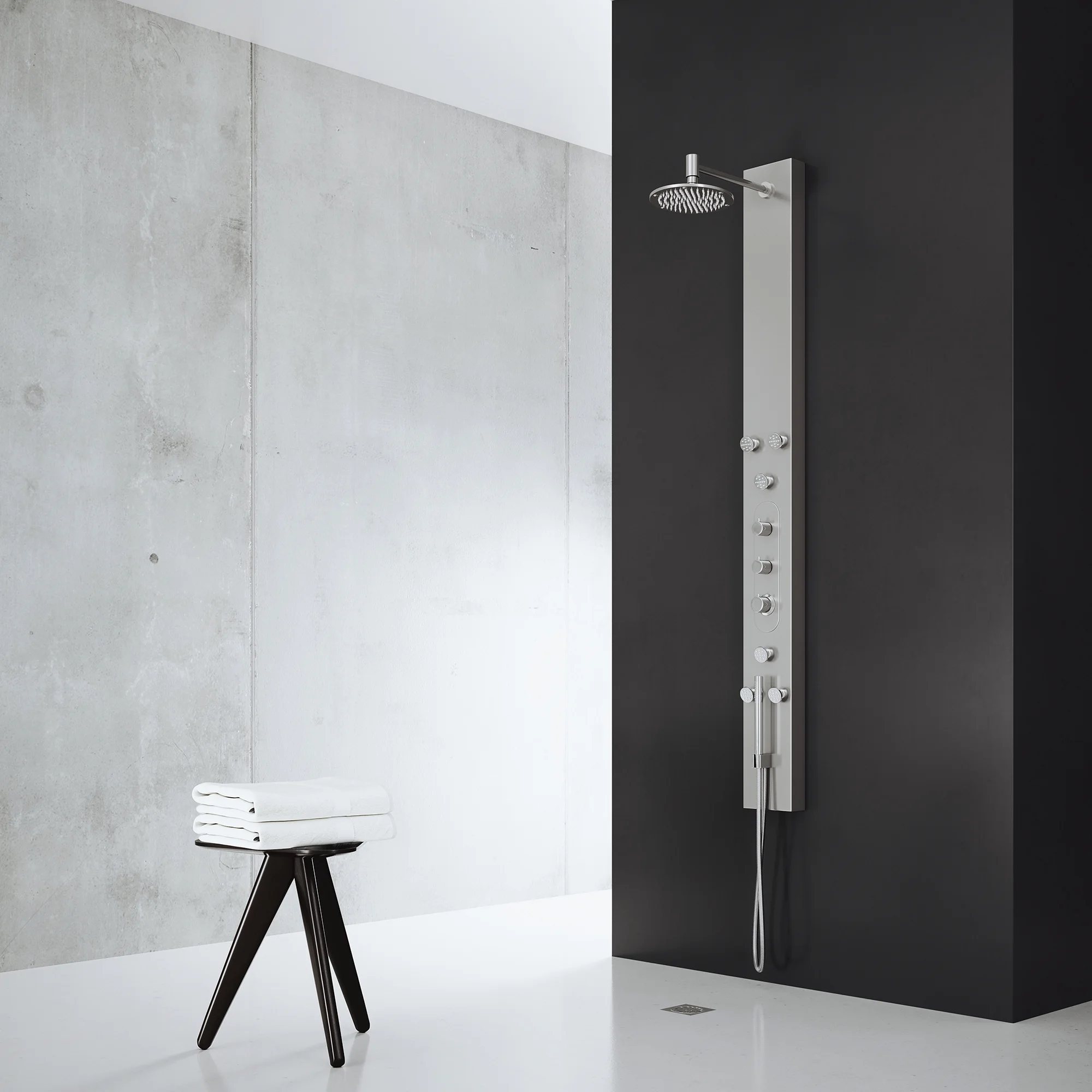 VIGO Dilana 67 in. H x 6 in. W 6-Jet Shower Panel System with Adjustable Round Head and Hand Shower Wand in Stainless Steel