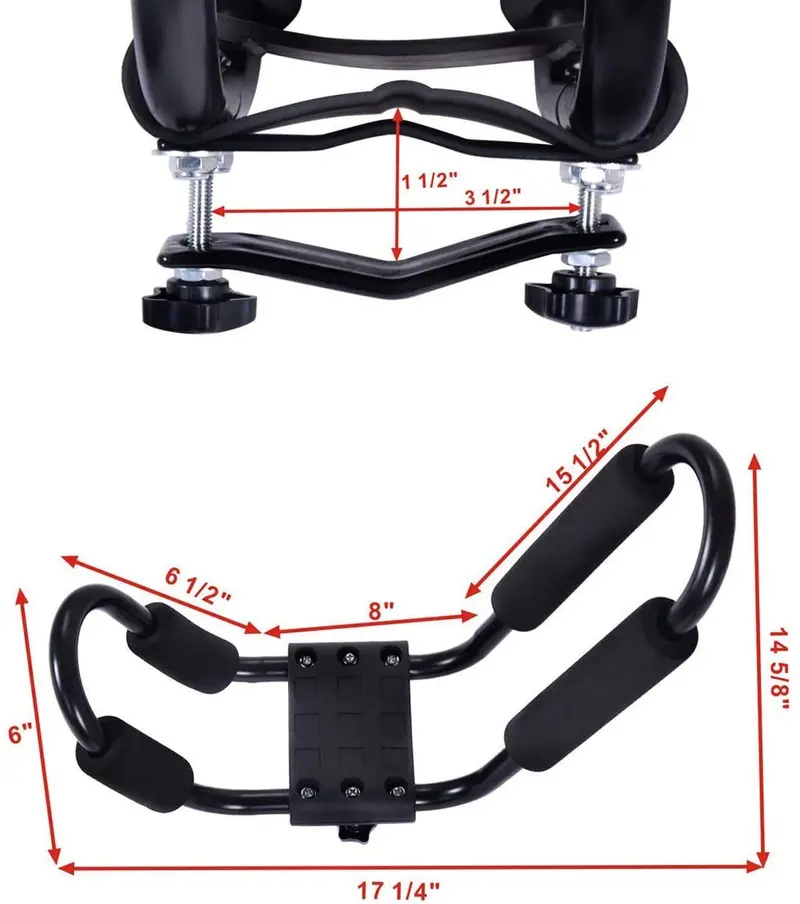 Universal J-Bar Kayak Roof Rack System – Includes 2 Pairs & 4 Heavy-Duty Tie-Down Straps